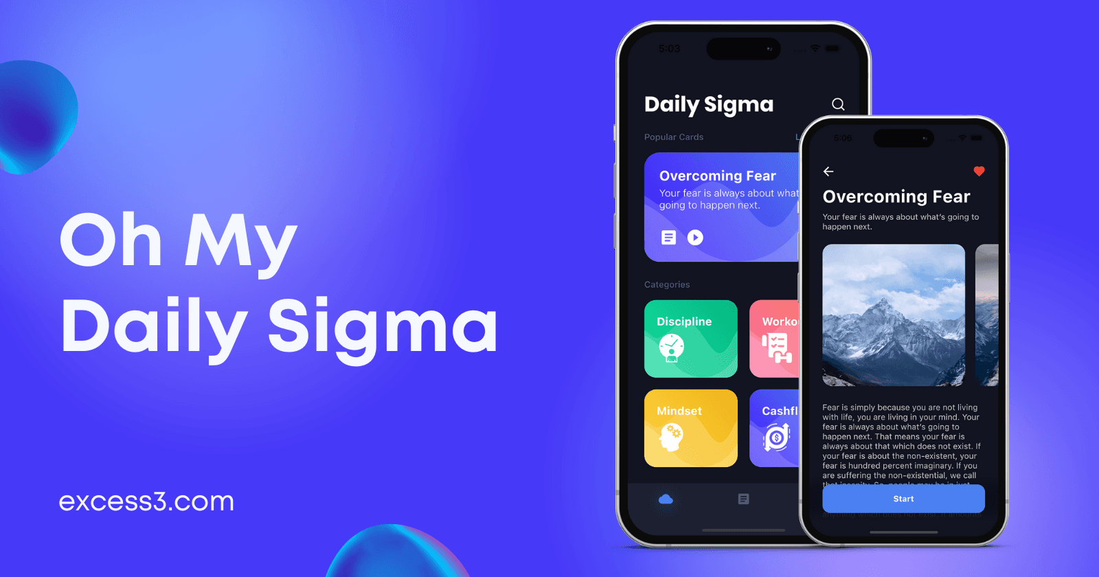 First outlook of the app 'Daily Sigma'